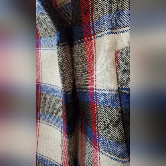 Endless Rose plaid wool blend pea coat in red, blue, black & white, S - Picture 4 of 10